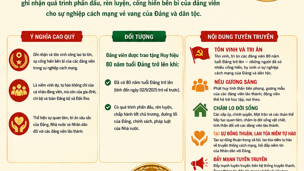 Trân trọng trao tặng Huy hiệu 80 năm tuổi Đảng trở lên – vinh dự lớn, niềm tự hào của Đảng bộ và nhân dân xã Đăk Rve