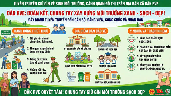 Đăk Rve: chung tay giữ gìn môi trường Xanh – Sạch – Đẹp